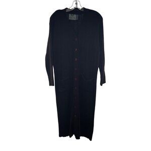Peruvian Trading Company 100% Wool Duster Cardigan Button Up Maroon Pockets OS